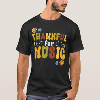 Retro Thankful For Music Floral Music Teacher Than T-Shirt