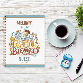 Retro Thankful Grateful Blessed Nurse Typography Notebook