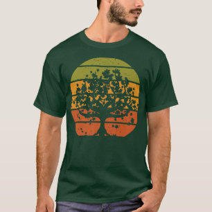 Retro Thanksgiving Autumn Leaves Tree Botanical Fa T-Shirt