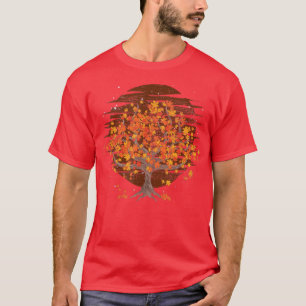 Retro Thanksgiving Autumn Leaves Tree Botanical Fa T-Shirt