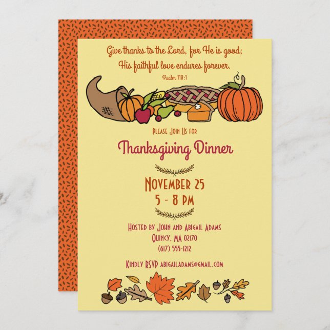 Retro Thanksgiving Bible Verse Invitation (Front/Back)
