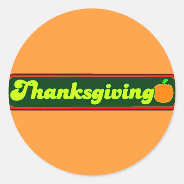 Retro Thanksgiving Decal Classic Round Sticker (Front)