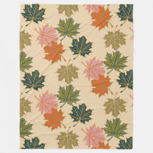 Retro Thanksgiving Fall Autumn Leaves Fleece Blanket