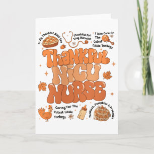 Retro Thanksgiving Nicu Nurse Autumn Thankful Nicu Card