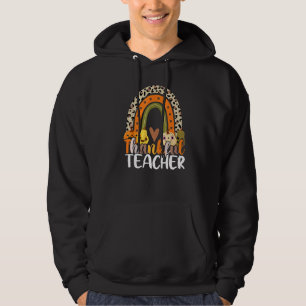 Retro Thanksgiving Teacher Thankful Teacher Rainbo Hoodie