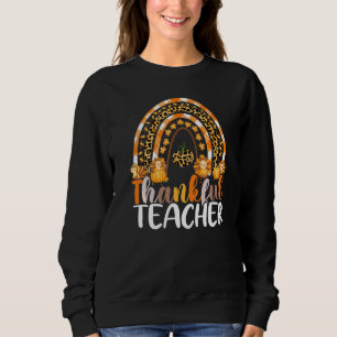 Retro Thanksgiving Teacher Thankful Teacher Rainbo Sweatshirt