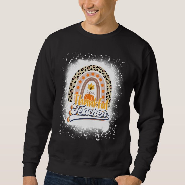 Retro Thanksgiving Teacher Thankful Teacher Rainbo Sweatshirt (Front)