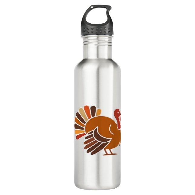 Retro Thanksgiving Turkey – Fall Harvest Design Cl 710 Ml Water Bottle (Front)
