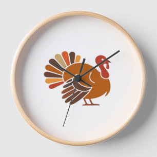 Retro Thanksgiving Turkey – Fall Harvest Design Cl Clock