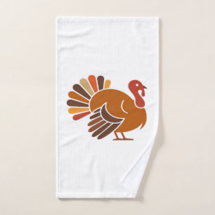 Retro Thanksgiving Turkey � Fall Harvest Design Cl Hand Towel