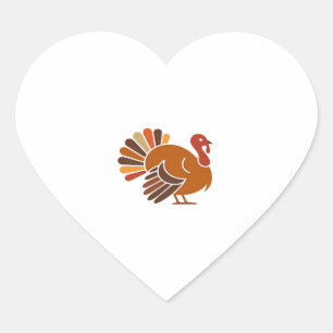 Retro Thanksgiving Turkey � Fall Harvest Design Cl Heart Sticker