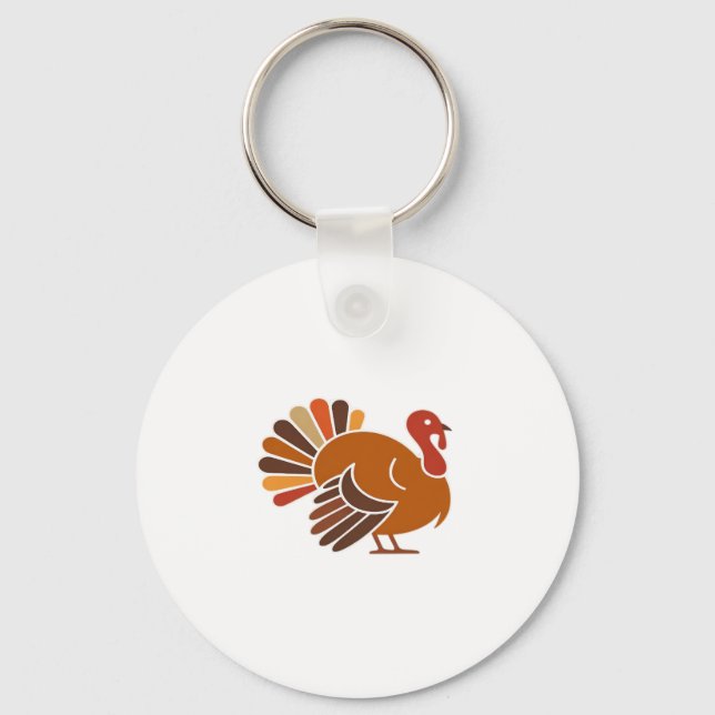 Retro Thanksgiving Turkey � Fall Harvest Design Cl Key Ring (Front)