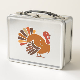 Retro Thanksgiving Turkey � Fall Harvest Design Cl Metal Lunch Box