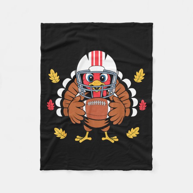 Retro Thanksgiving Turkey Football Toddler Boys Ki Fleece Blanket (Front)