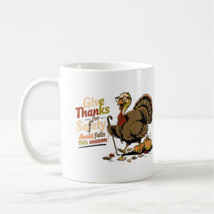 Retro Thanksgiving Turkey Safety – Give Thanks Coffee Mug