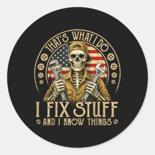 Retro Thats What I Do I Fix Stuff And Gifts Classic Round Sticker
