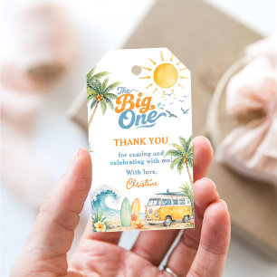 Retro The Big One Surf Beach 1st Birthday Gift Tags