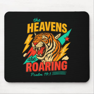 Retro The Heavens Are Roaring Believer Bible Verse Mouse Pad