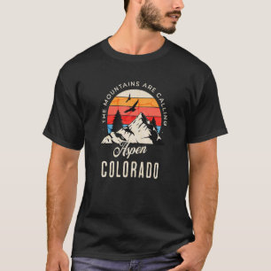 Retro The Mountains are Calling Aspen Colorado Bir T-Shirt
