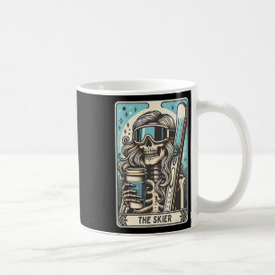 Retro The Skier Tarot Card Funny Skeleton Skier Sk Coffee Mug