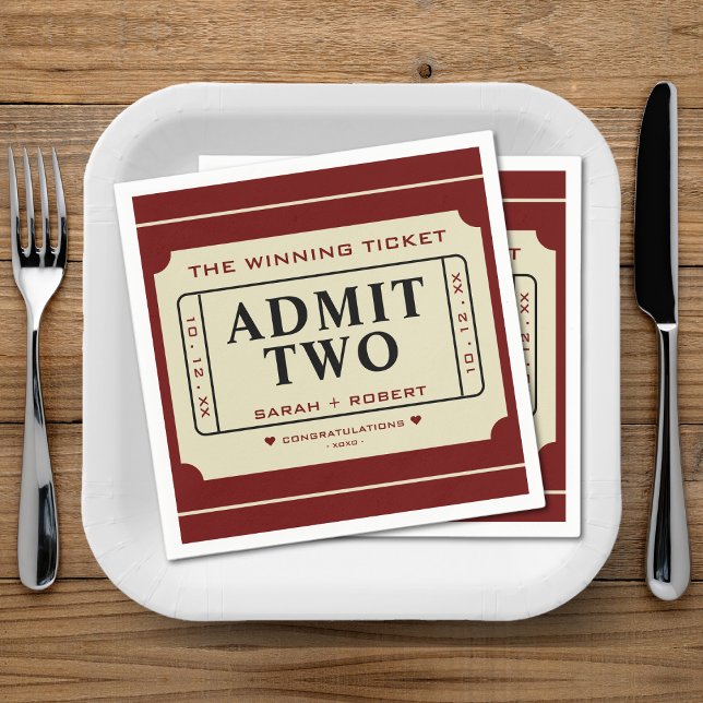 Retro The Winning Ticket Stub Admit Two Wedding Napkin (Retro The Winning Ticket Stub Admit Two Wedding Napkins)