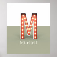 Retro Theater Marquee Letter M Personalized