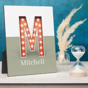 Retro Theatre Marquee Letter M Personalised Plaque