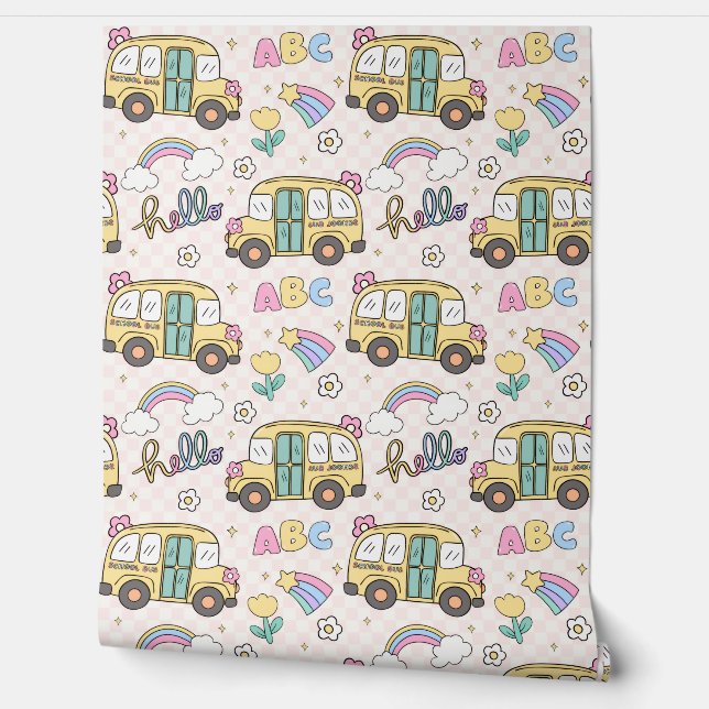 Retro Theme School Wallpaper (Unrolling)