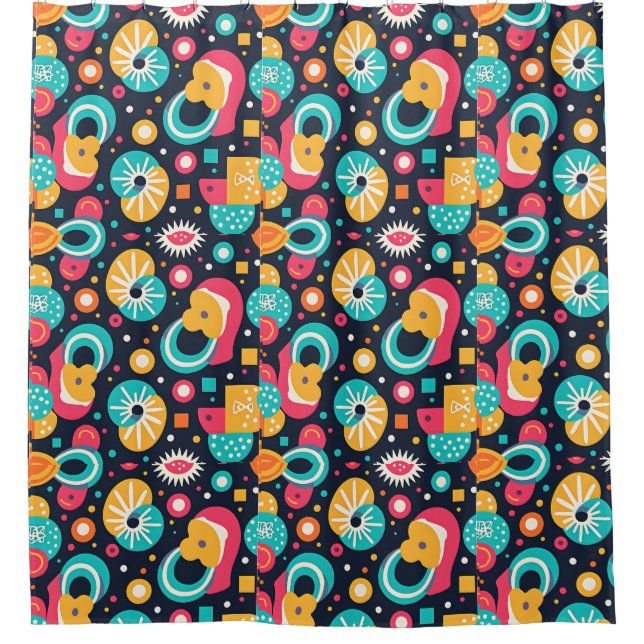 Retro themed Shower Curtain  (Front)