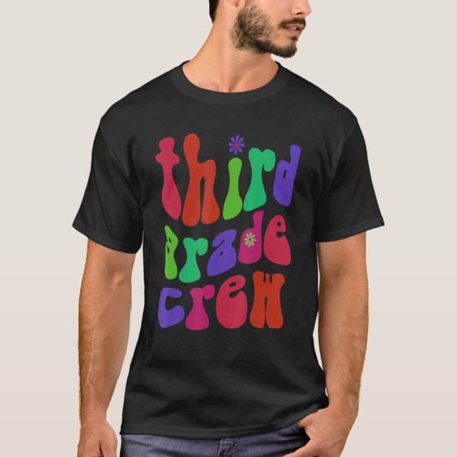Retro Third Grade Crew Hello 3rd Gr Pink T-Shirt (Front)