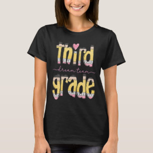 Retro Third Grade Dream Team Pencil Teacher Back T T-Shirt