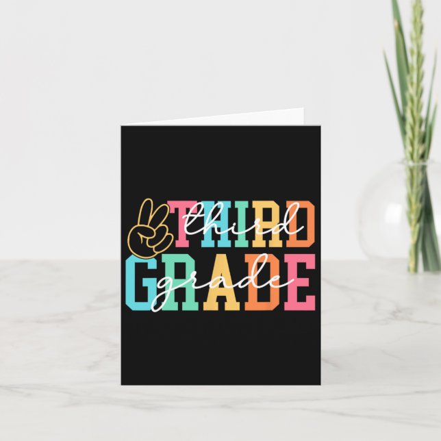 Retro Third Grade Preppy Back To School Teacher Gi Card (Front)