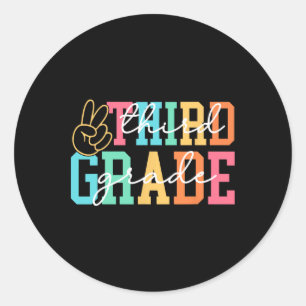 Retro Third Grade Preppy Back To School Teacher Gi Classic Round Sticker