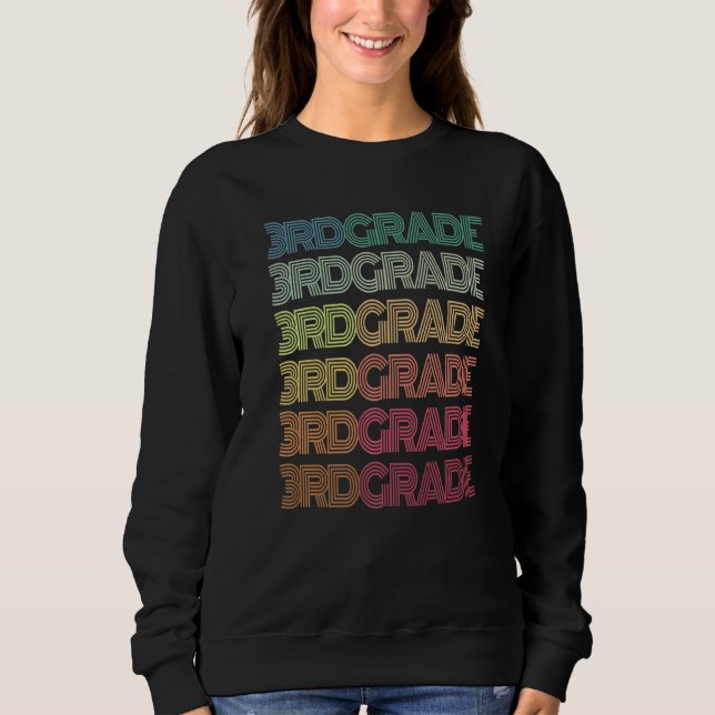 Retro Third Grade Student Teacher Groovy Team Read Sweatshirt (Front)