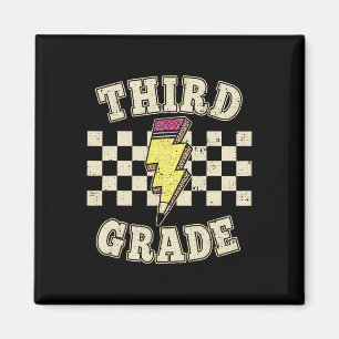 Retro Third Grade Teacher Lightning Bolt Pencil Te Magnet