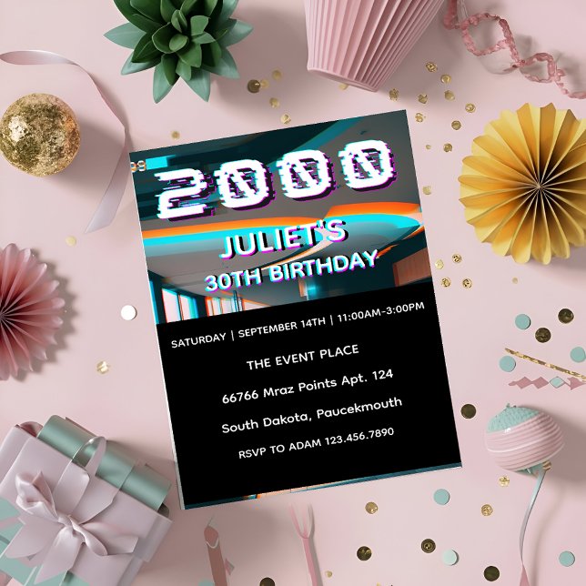 retro thirty 2000s party 30th birthday invitation (Creator Uploaded)
