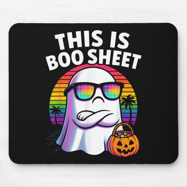 Retro This Is Boo Sheet Halloween Ghost Funny Men  Mouse Pad (Front)