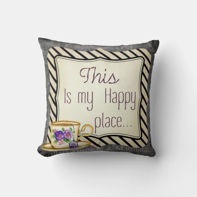 Retro "This is My Happy Place" motivation poster, Cushion (Front)