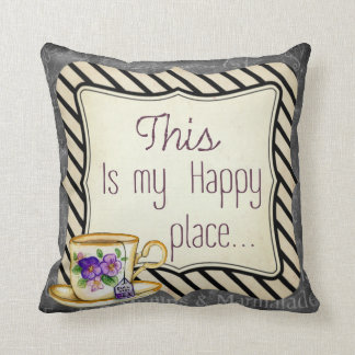 Retro "This is My Happy Place" motivation poster, Cushion