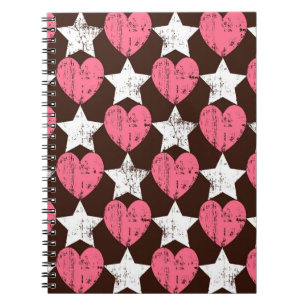 Retro Threadbare Hearts Stars Texture Notebook