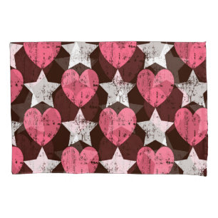 Retro Threadbare Hearts Stars Texture Pillowcase