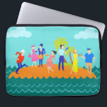 Retro Three Hour Tour Laptop Sleeve<br><div class="desc">Mayday! Mayday! This Retro Three Hour Tour Laptop Sleeve features a 1960's style, minimalist cartoon drawing of seven stranded castaways on a formerly deserted tropical island. The kitschy, mid century modern design shows teal waves lapping against the orange, island sand. Against the backdrop of a turquoise sky, we can see...</div>