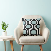 Retro Throw Pillow MCM Print in Retro Blue 