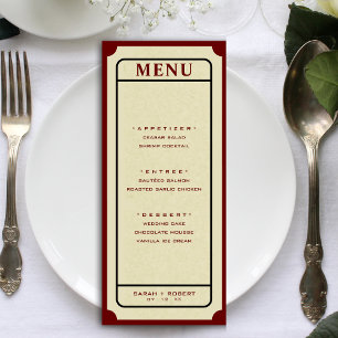 Retro Ticket Stub Wedding Menu
