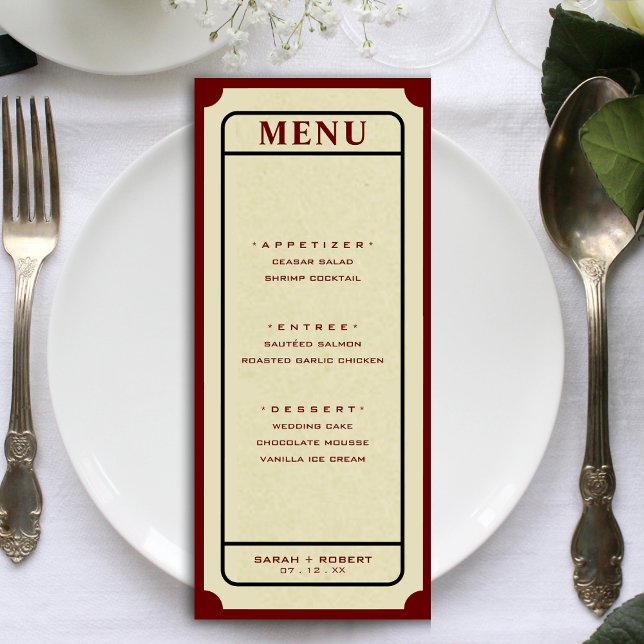 Retro Ticket Stub Wedding Menu (Retro Ticket Stub Wedding Menu)