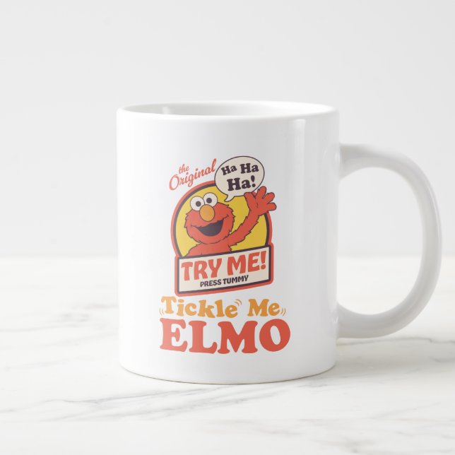 Retro Tickle Me Elmo Waving Graphic Large Coffee Mug (Right)