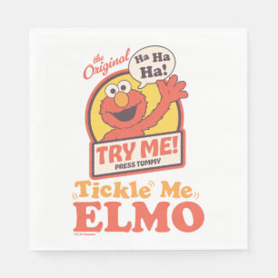 Retro Tickle Me Elmo Waving Graphic Napkin