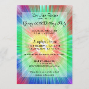 Retro Tie Dye 60th Birthday Party Invitation