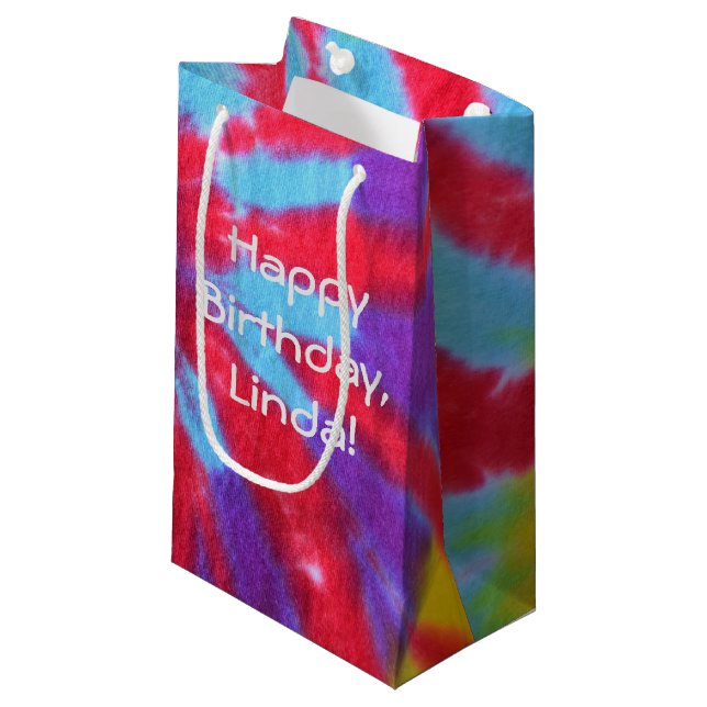 retro tie-dye design small gift bag (Front Angled)
