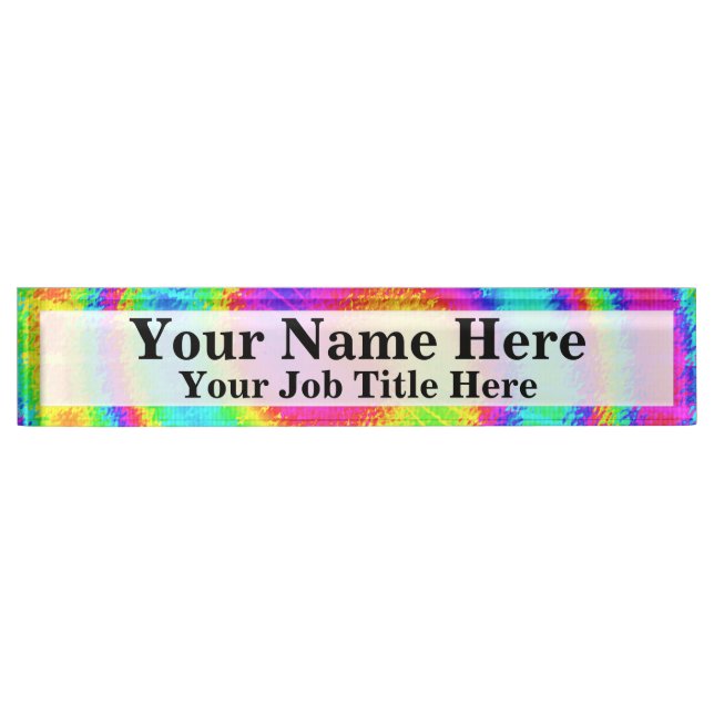 Retro Tie Dye Hippie Psychedelic Nameplate (Front)